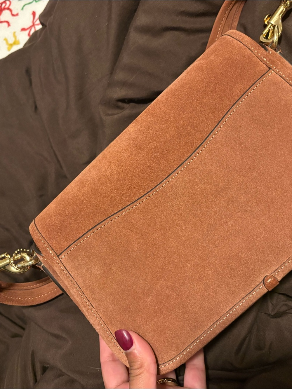 Coach Suede Turnlock Shoulder Bag in Clay - Picture 9 of 11